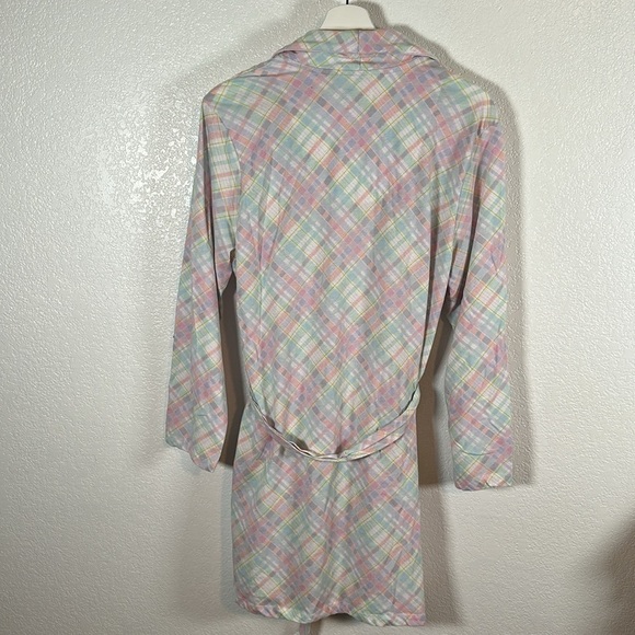 Vintage Laura Ashley Pastel Plaid Short Robe Size XL - Picture 4 of 6